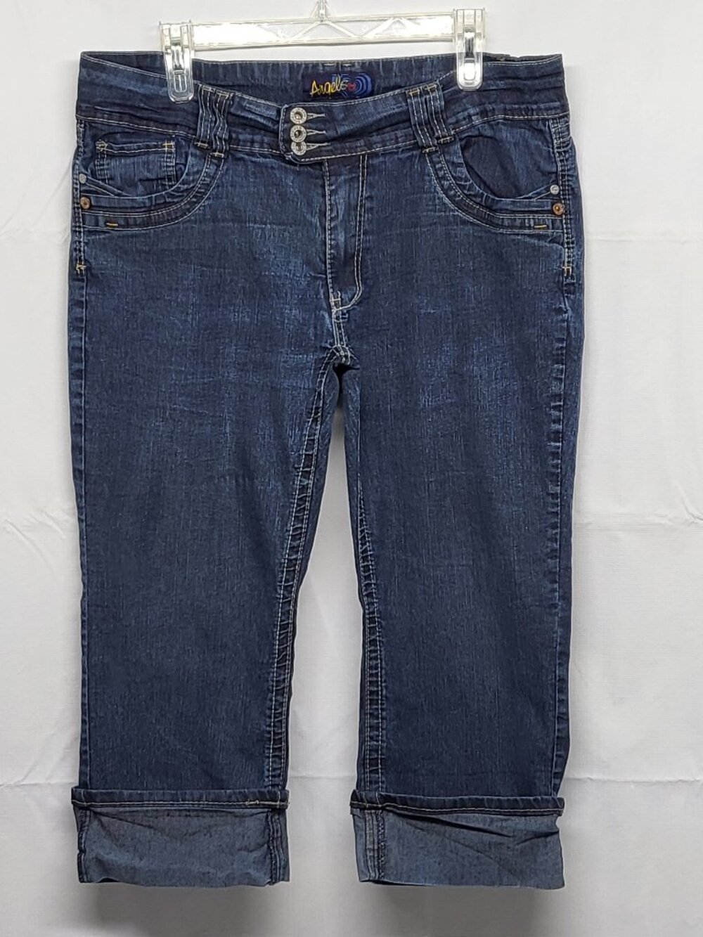 Vintage Y2K Angels Womens Jeans Crop Size 20 Stretch Low Rise Cuffed Hem 37 X 21